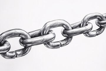 Obraz premium A realistic close-up illustration of metallic chain links in black and white emphasizing strength durability and connection on a white background 