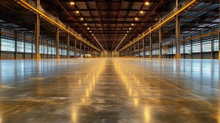 Spacious Industrial Warehouse with Glossy Floor