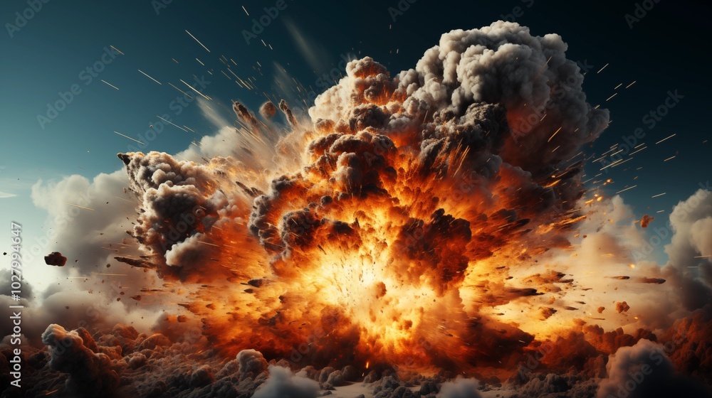 Wall mural realistic explosion on transparent background.