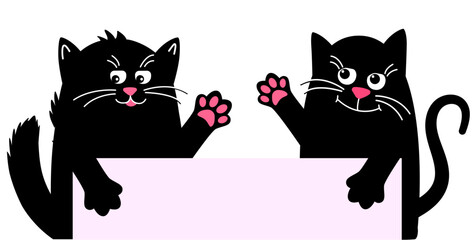 Happy Cute cat is sitting with text. A cozy house. Vector illustration in a flat style. For printing on cup, t-shirts or Greeting card.