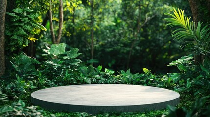 Serene Jungle Scene with Circular Stone Platform