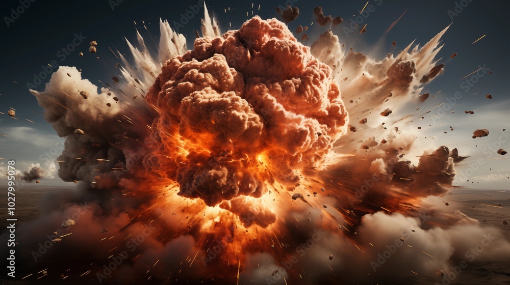 Wall mural realistic explosion on transparent background.
