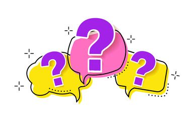 Question mark icon. Help symbol. FAQ sign. minimal outline. yellow red. vector illustration in flat style.