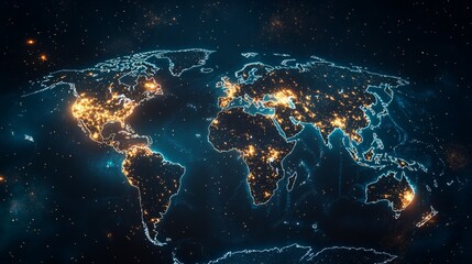 Obraz premium Earth at Night with City Lights and Stars