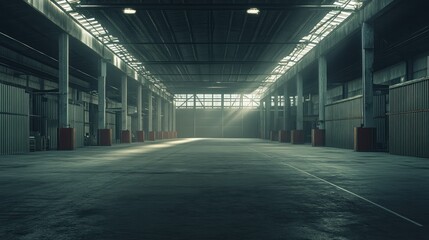 Obraz premium Empty Warehouse with Natural Light Streaming In