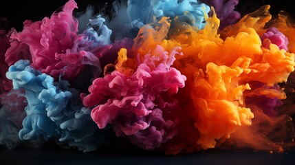Fototapeta premium Splash of color paint, water or smoke on dark background