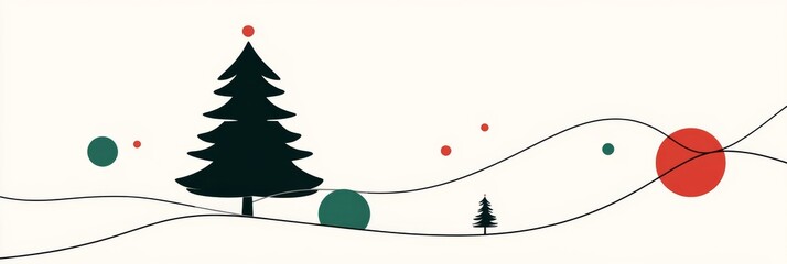 a Christmas Tree Decorated with Green and Red Dots on a Clean White Background.

