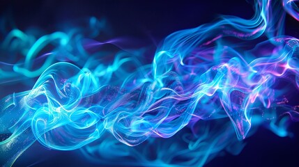 Obraz premium Abstract background with blue and purple particles flowing in the dark
