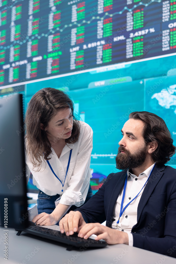 Poster business associates comparing key performance indicators within the organizational activity. conduct