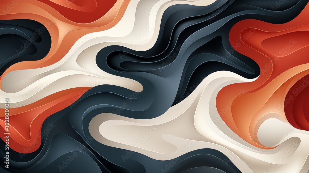 Wall mural wavy and swirled brush strokes vector seamless pattern. bold curved lines and squiggles ornament. bl