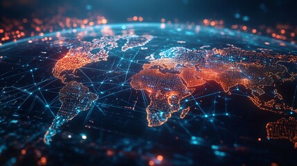 A Glowing Earth Connected by Lines of Light