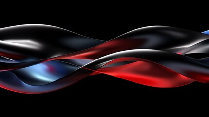 Naklejka premium Abstract red and blue waves are flowing on black background creating a dynamic and modern design
