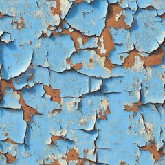 Obraz premium seamless metal texture with peeling blue paint and deep scratches
