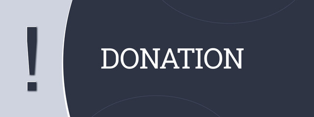 Donation. A blue banner illustration with white text.