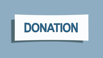 Donation. A card isolated on blue background.