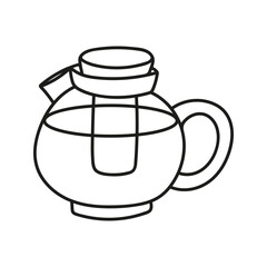 Hand drawn glass kettle, teapot. Kitchen utensils doodle illustration