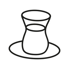 Hand drawn turkish traditional tea cup. Kitchen utensils doodle illustration for menu design