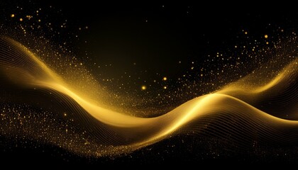 abstract magic gold dust background over black beautiful golden art widescreen background