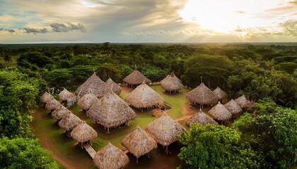 aerial of a shabono yanos the traditional communal dwellings of the yanomami tribes of southern venezuela venezuela