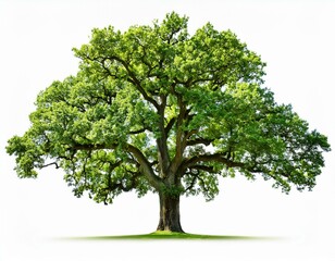 Obraz premium big green oak tree isolated on white background