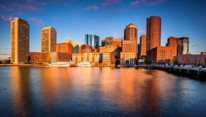 Obraz premium boston waterfront at dawn boston massachusetts new england