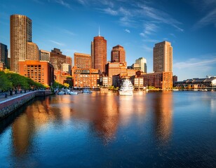 Obraz premium boston waterfront reflection boston massachusetts new england