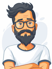 Naklejka premium Hipster man with beard and glasses. Vector illustration in cartoon style