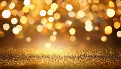 christmas golden glowing background holiday abstract glitter defocused backdrop with blinking tars...