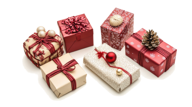 Colorful Gift Boxes on White Background for Celebration Generative AI