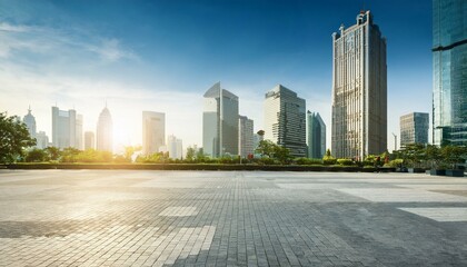 city square and skyline with modern buildings scenery