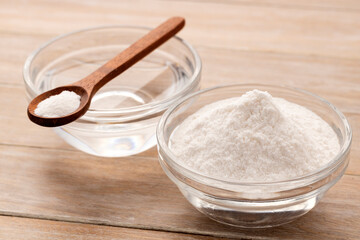Baking soda to mix with vinegar - Healthy food.