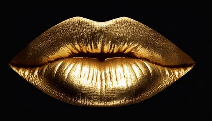 golden lips isolated on black background luxury glamour art mouth clipping path gild lips
