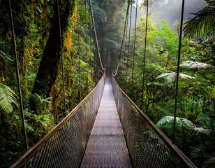 hanging bridge in a cloud forest monteverde reserva biologica bosque nuboso monteverde puntarenas costa rica central america