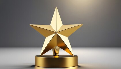 A brilliant golden star award shines against a muted grey background, capturing the essence of recognition and distinction, Generative AI