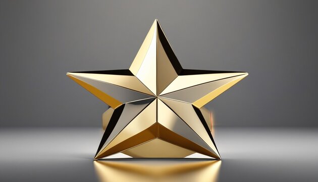 A polished golden star award isolated on a subtle grey background, exuding a sense of prestige and accomplishment, Generative AI