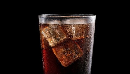 soda glass of cold soda with water drops craft soda isolated on black background