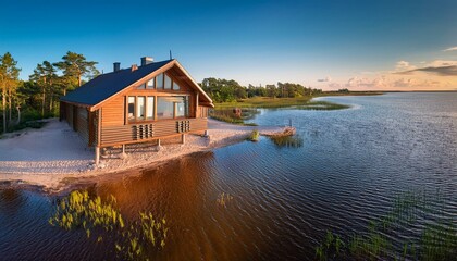 Obraz premium typical wooden house at jurmala gulf of riga latvia baltic region europe