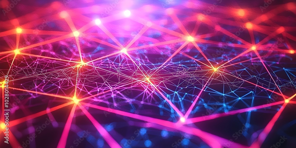 Aufkleber a vibrant and abstract network of glowing lines and dots, showcasing the interconnectedness of digit