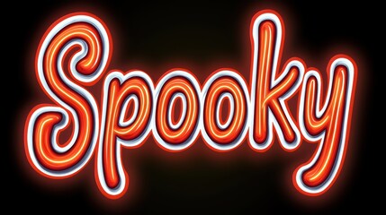Colorful neon sign displaying the word 'Spooky' against a dark background, ideal for Halloween themes.