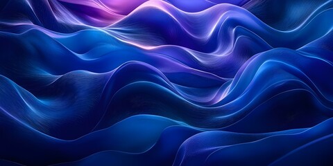 Fototapeta premium Abstract digital art with flowing waves of blue and purple hues creating a mesmerizing and dynamic effect.