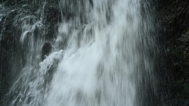 Closeup of a waterfall flowing over mossy stones, Josefsthaler Wasserf&auml;lle