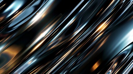 Abstract background with wavy metallic surface reflecting light