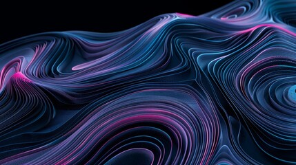 Obraz premium Abstract background with wave of flowing lines on dark background