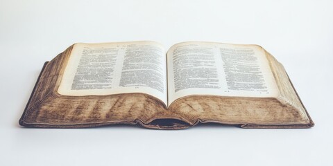 Bible, the Word of God. Christian symbols and icons. Open book on white background.