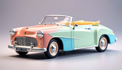 A beautiful ceramic miniature convertible car, showcasing elegant lines and pastel colors, perfect for enhancing home decor or as a stylish gift for car enthusiasts, Generative AI