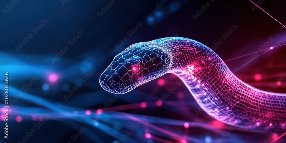 Poster abstract background of digital technology featuring python visuals