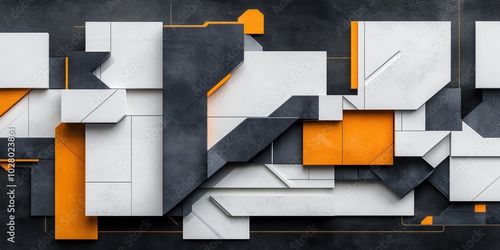 Poster exploring the fusion of shapes and colors in abstract digital artwork with geometric patterns