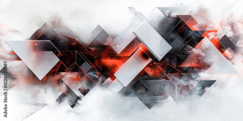 Poster abstract digital artwork featuring dynamic geometric patterns and vivid colors