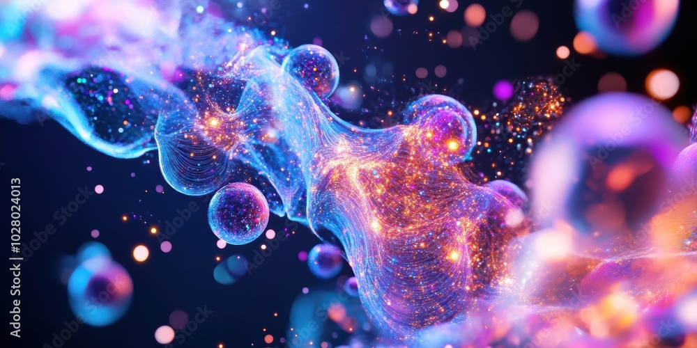 Aufkleber vibrant abstract digital artwork with glowing particles in a mesmerizing display of color and light