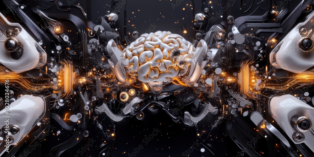Poster exploring the intersection of imagination and technology an artistic vision of artificial intelligen